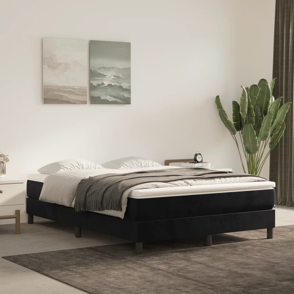 Boxspring sengeramme Sort 140x200 cm Fløjl billede