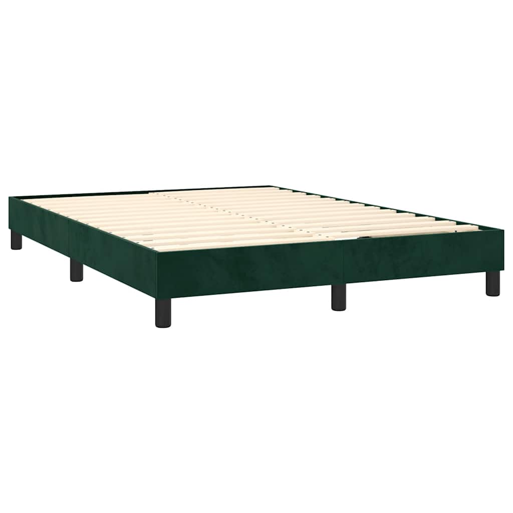 Boxspring sengeramme Mørkegrøn 140x200 cm Fløjl