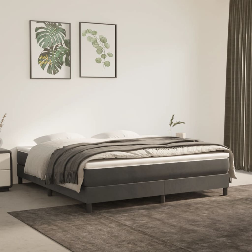 Boxspring sengeramme Mørkegrå 160x200 cm Fløjl billede