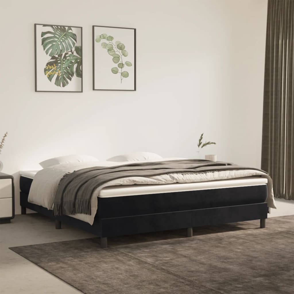 Boxspring sengeramme Sort 180x200 cm Fløjl