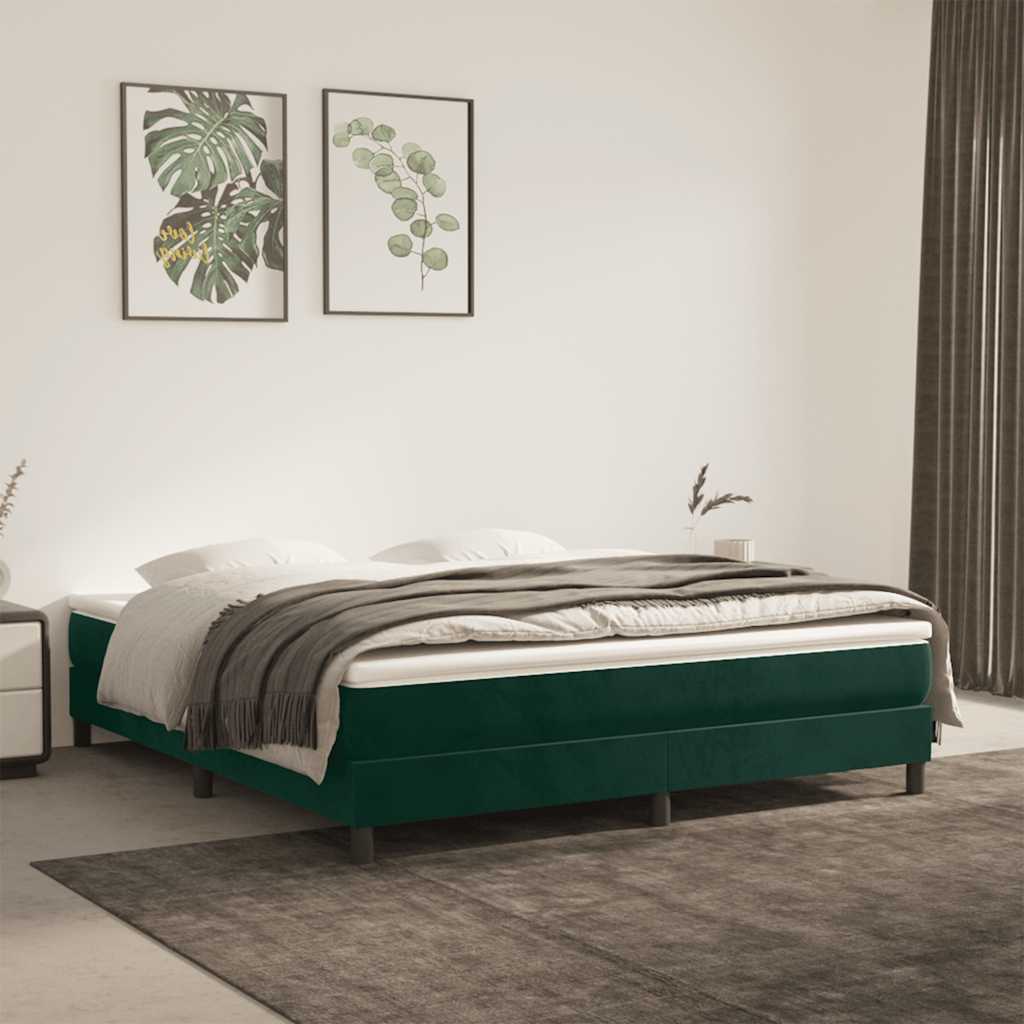 Boxspring sengeramme Mørkegrøn 180x200 cm Fløjl billede