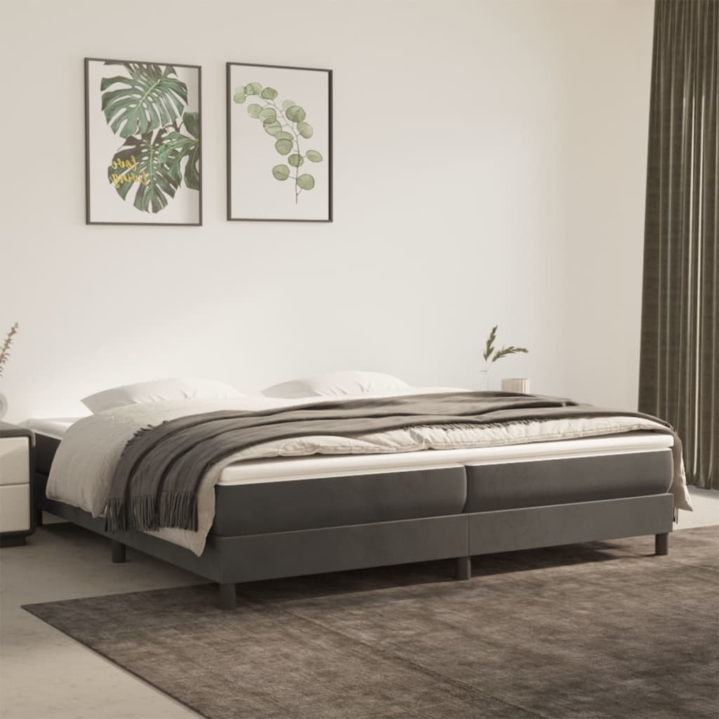 Boxspring sengeramme Mørkegrå 200x200 cm Fløjl billede