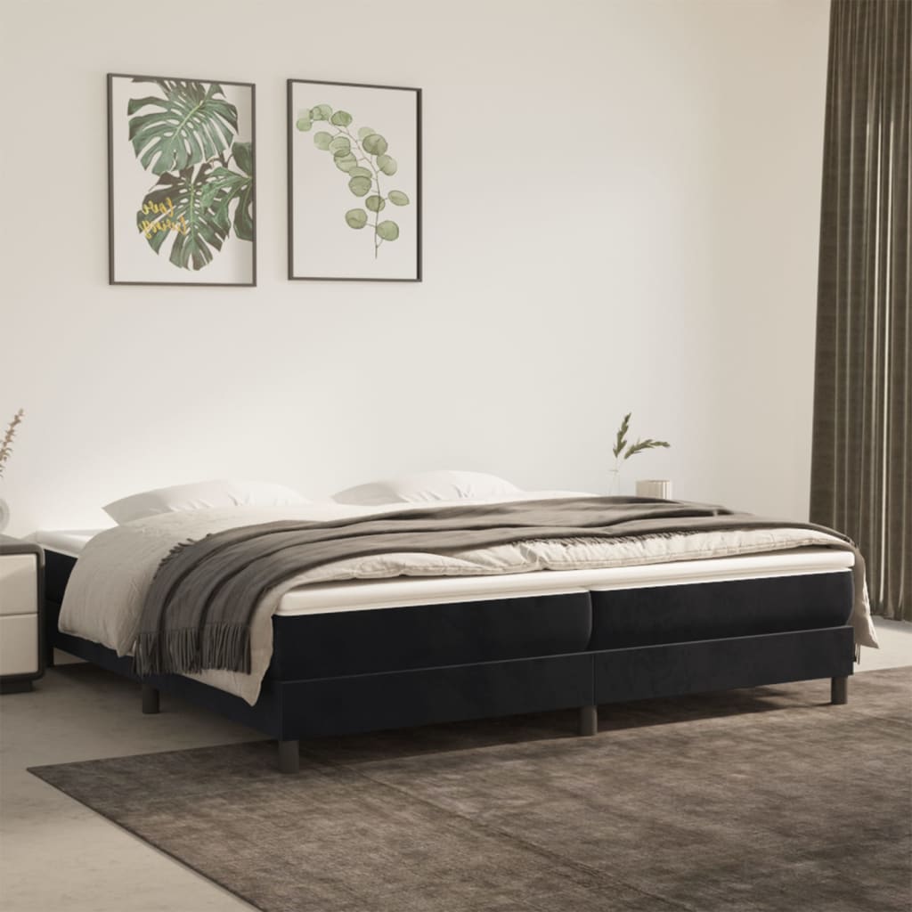 Boxspring sengeramme Sort 200x200 cm Fløjl