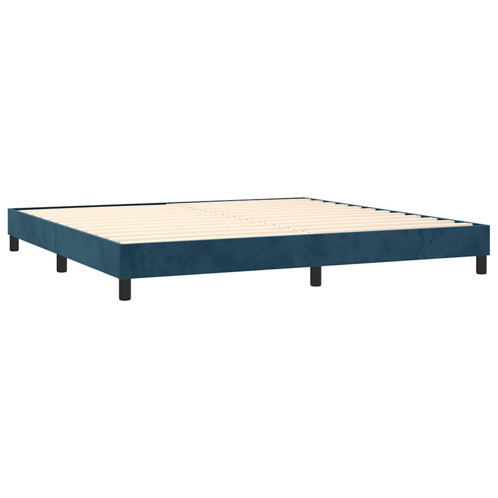 Boxspring sengeramme Mørkeblå 200x200 cm Fløjl
