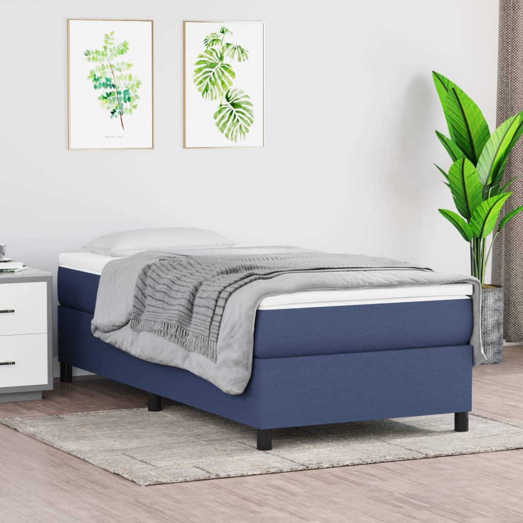Boxspring sengeramme 90x190 cm stof blå billede