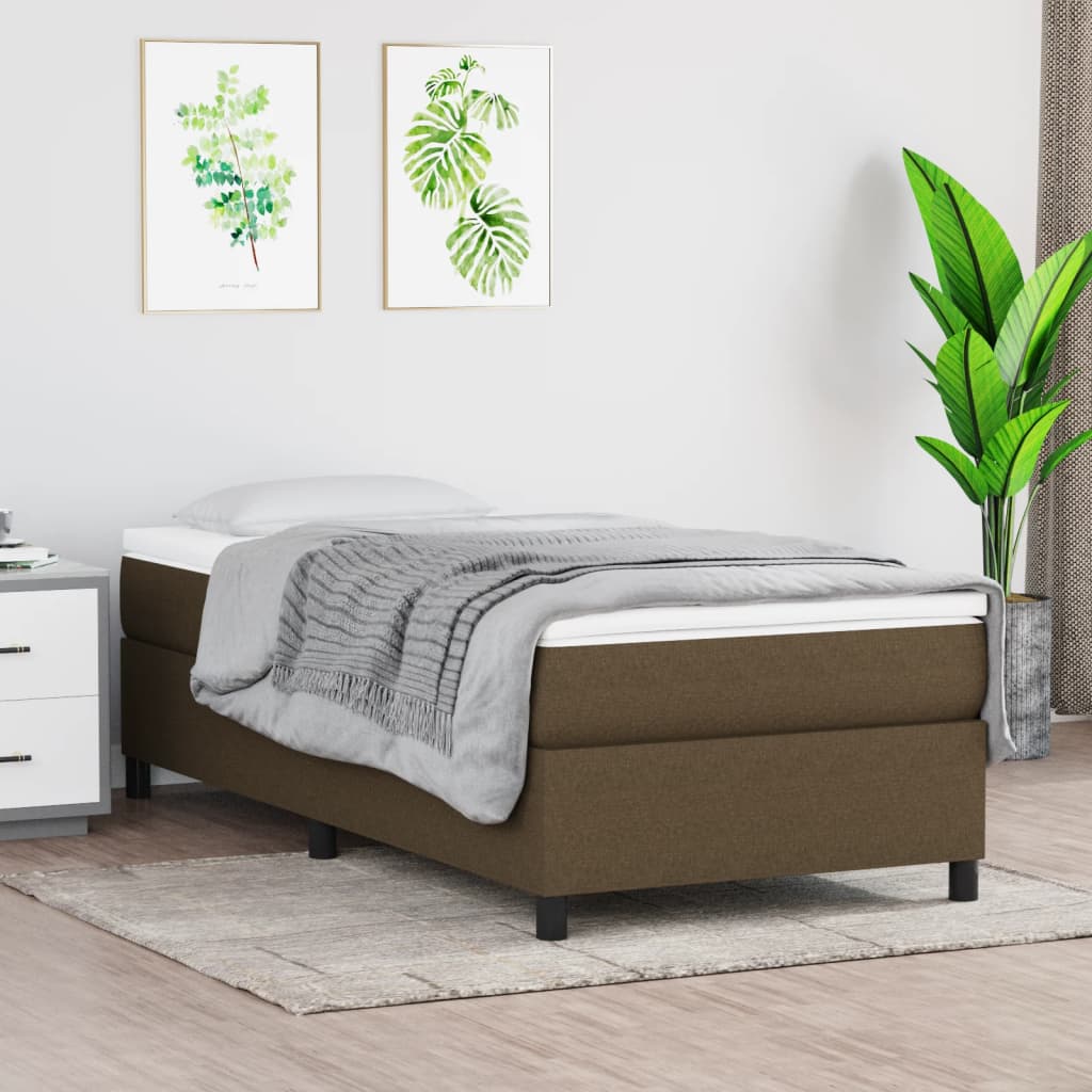 Boxspring sengeramme Mørkebrun 90x200 cm Stof billede