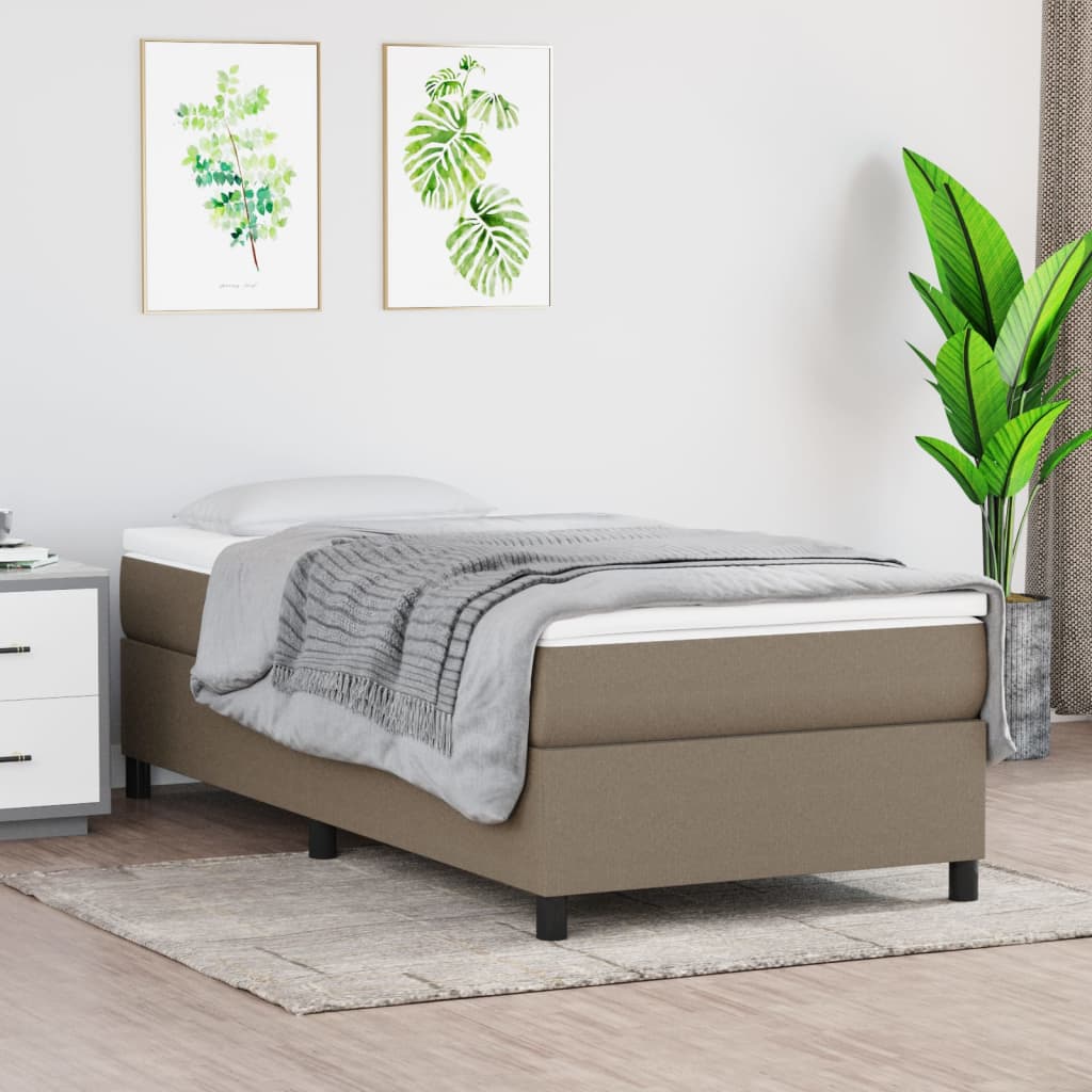 Boxspring sengeramme 90x200 cm stof gråbrun billede