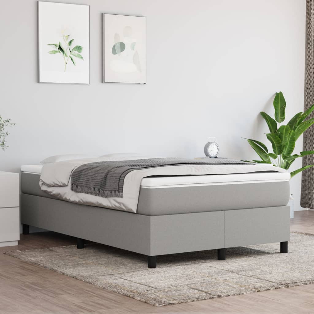 Boxspring sengeramme Lysegrå 120x200 cm Stof billede