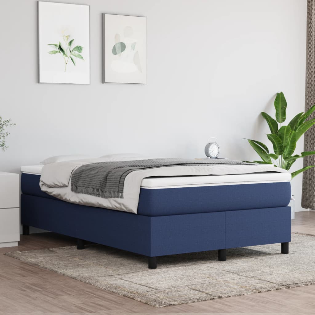 Boxspring sengeramme 120x200 cm stof blå billede