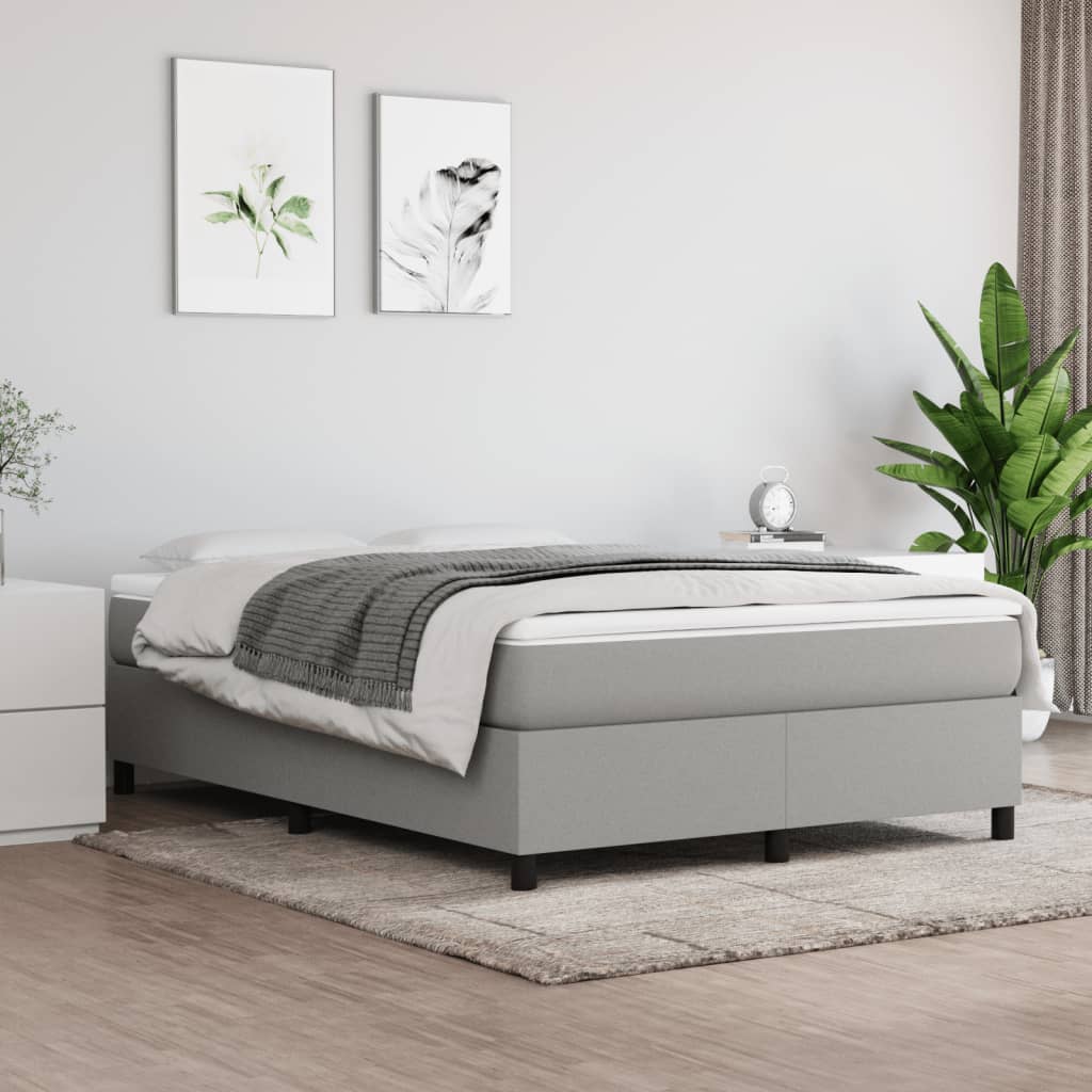 Boxspring sengeramme 140x200 cm stof lysegrå