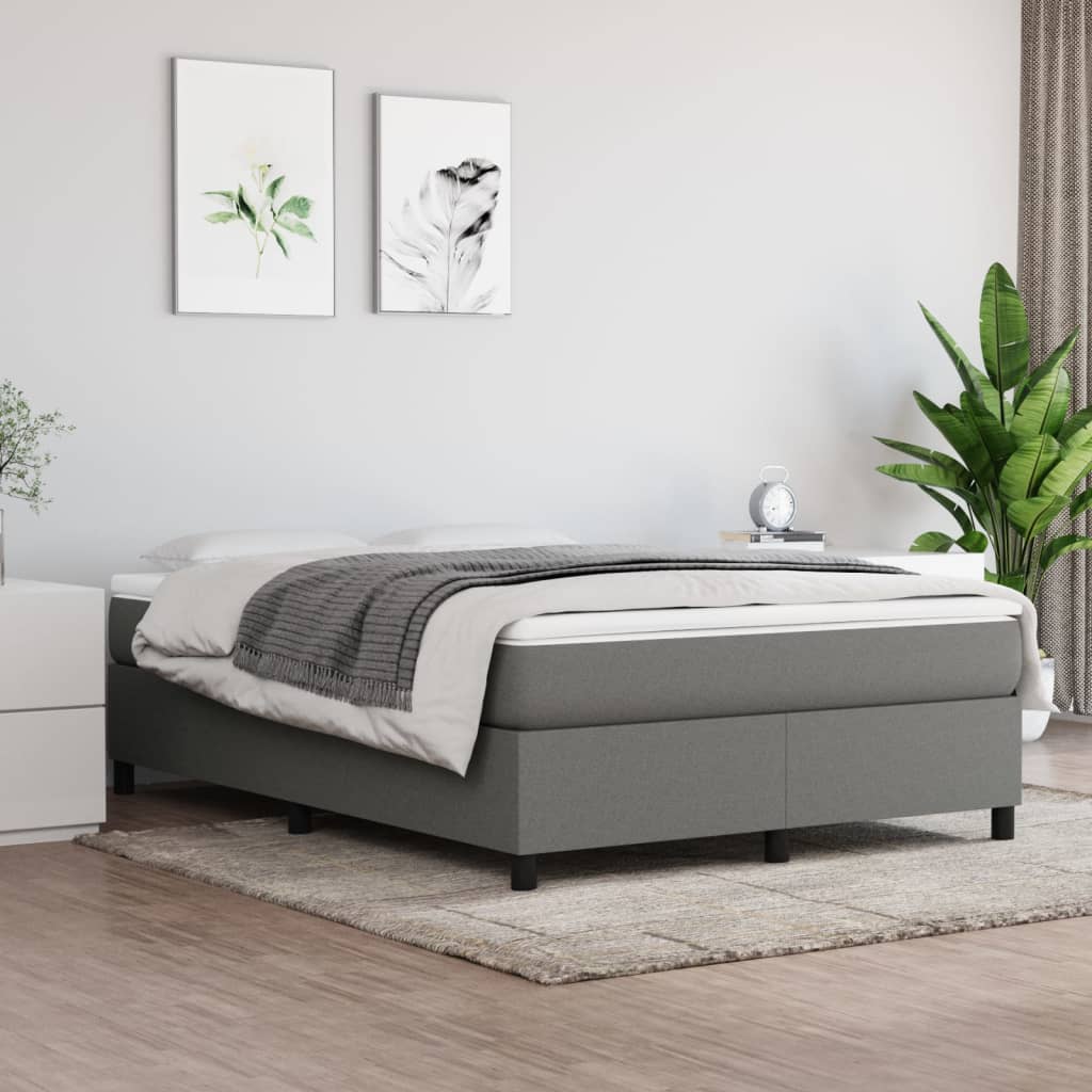 Boxspring sengeramme 140x200 cm stof mørkegrå billede