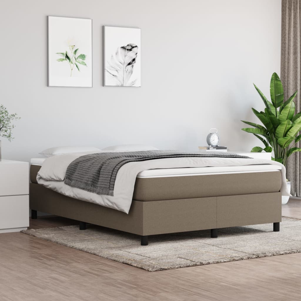 Boxspring sengeramme 140x200 cm stof gråbrun billede