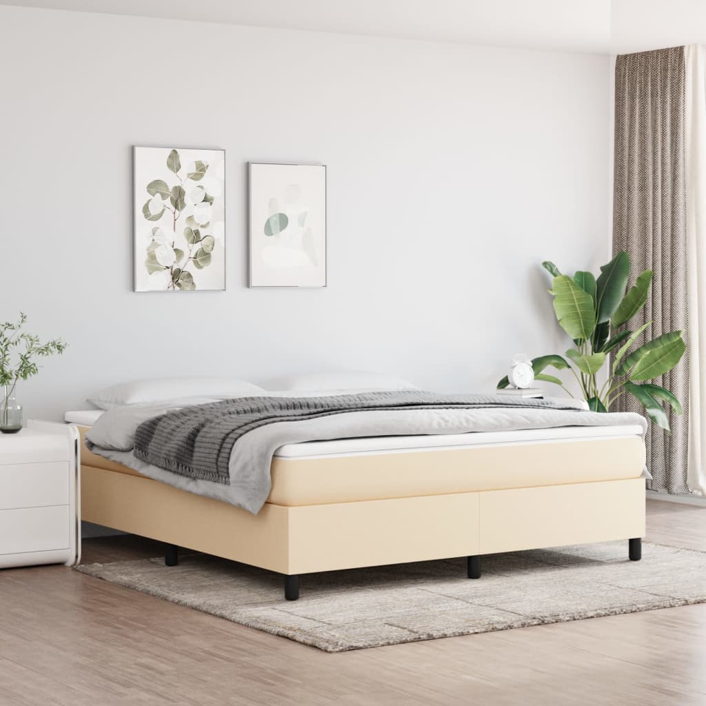 Boxspring sengeramme 160x200 cm stof cremefarvet billede