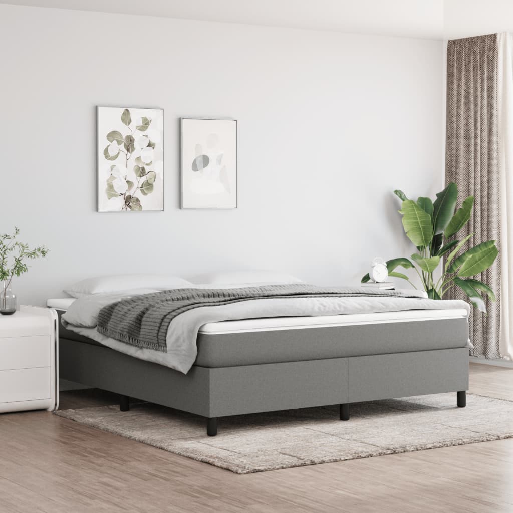 Boxspring sengeramme 180x200 cm stof mørkegrå billede