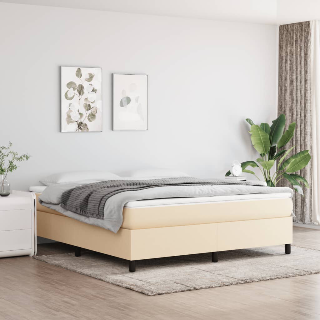 Boxspring sengeramme 180x200 cm stof cremefarvet billede