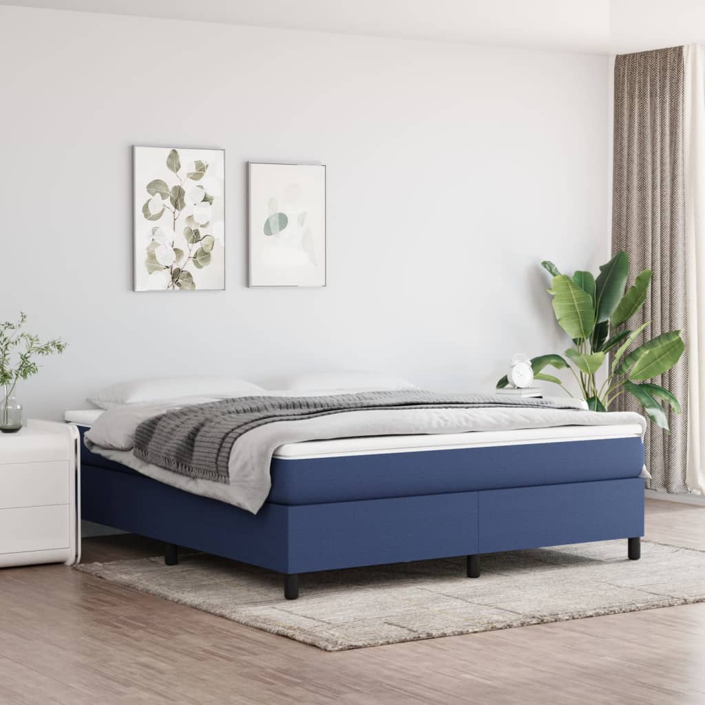 Boxspring sengeramme 180x200 cm stof blå billede
