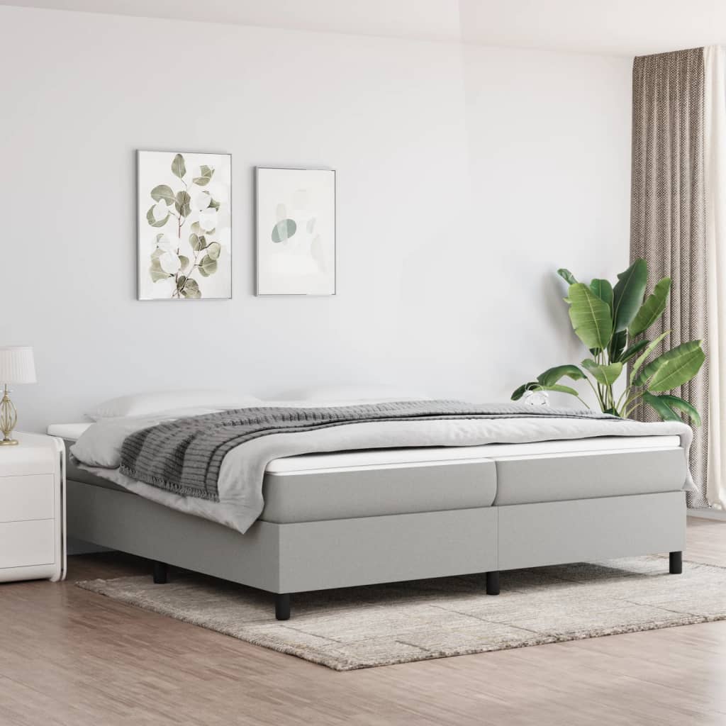 Boxspring sengeramme 200x200 cm stof lysegrå