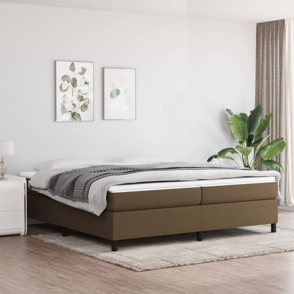 Boxspring sengeramme 200x200 cm stof mørkebrun billede
