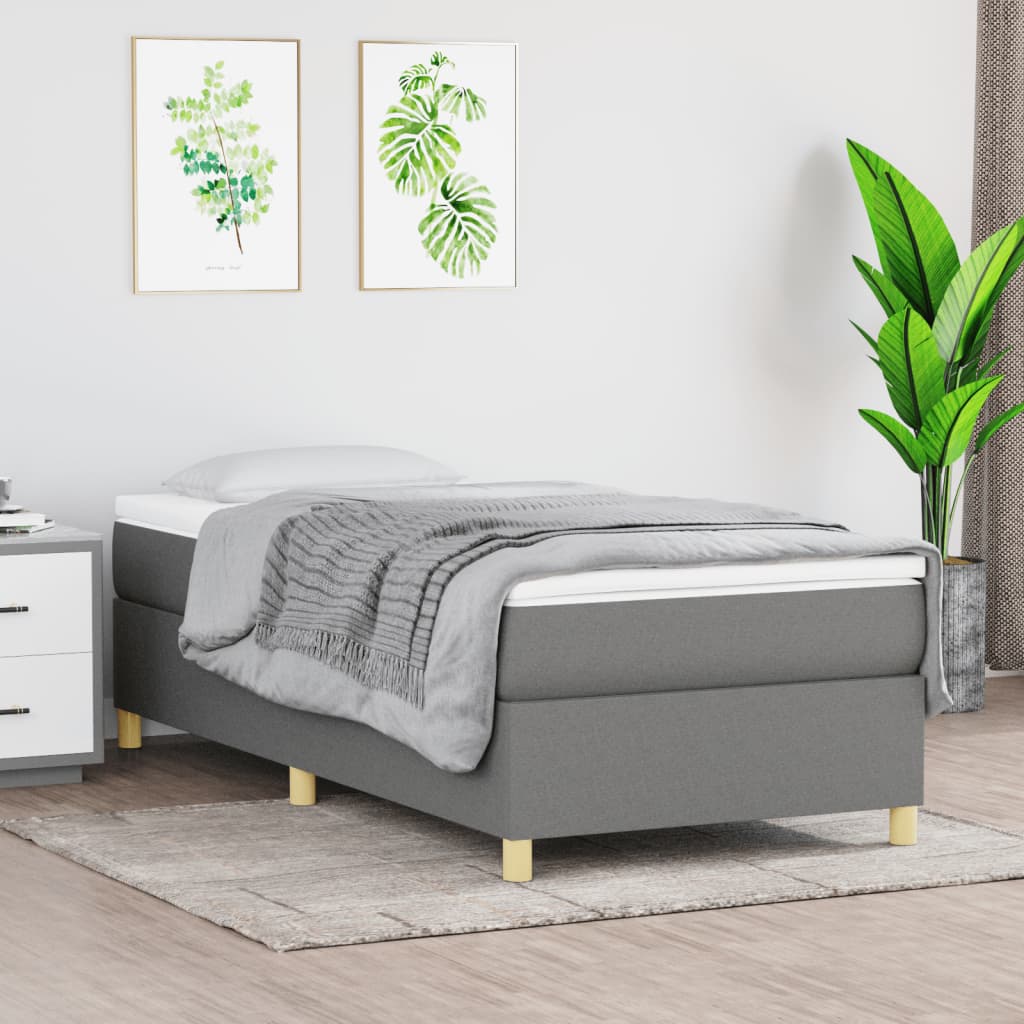 Boxspring sengeramme Mørkegrå 90x190 cm Stof billede