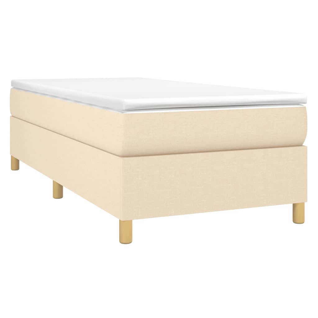 Boxspring sengeramme 90x200 cm stof cremefarvet