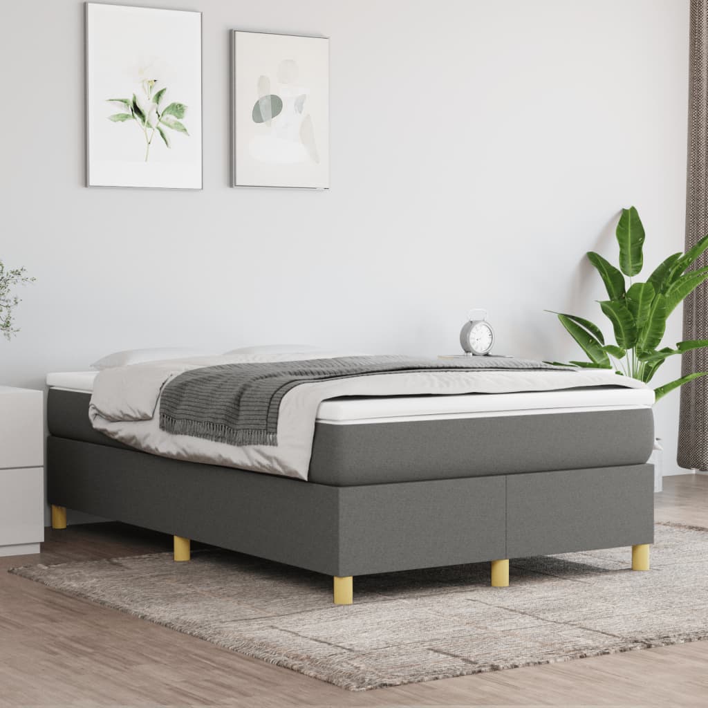 Boxspring sengeramme Mørkegrå 120x200 cm Stof