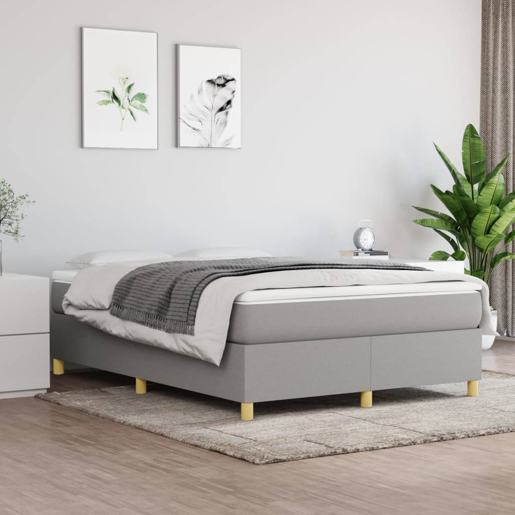 Boxspring sengeramme 140x190 cm stof lysegrå billede