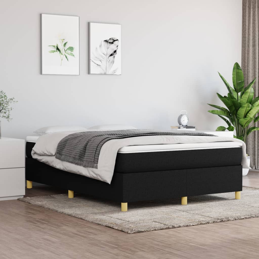 Boxspring sengeramme 140x190 cm stof sort billede
