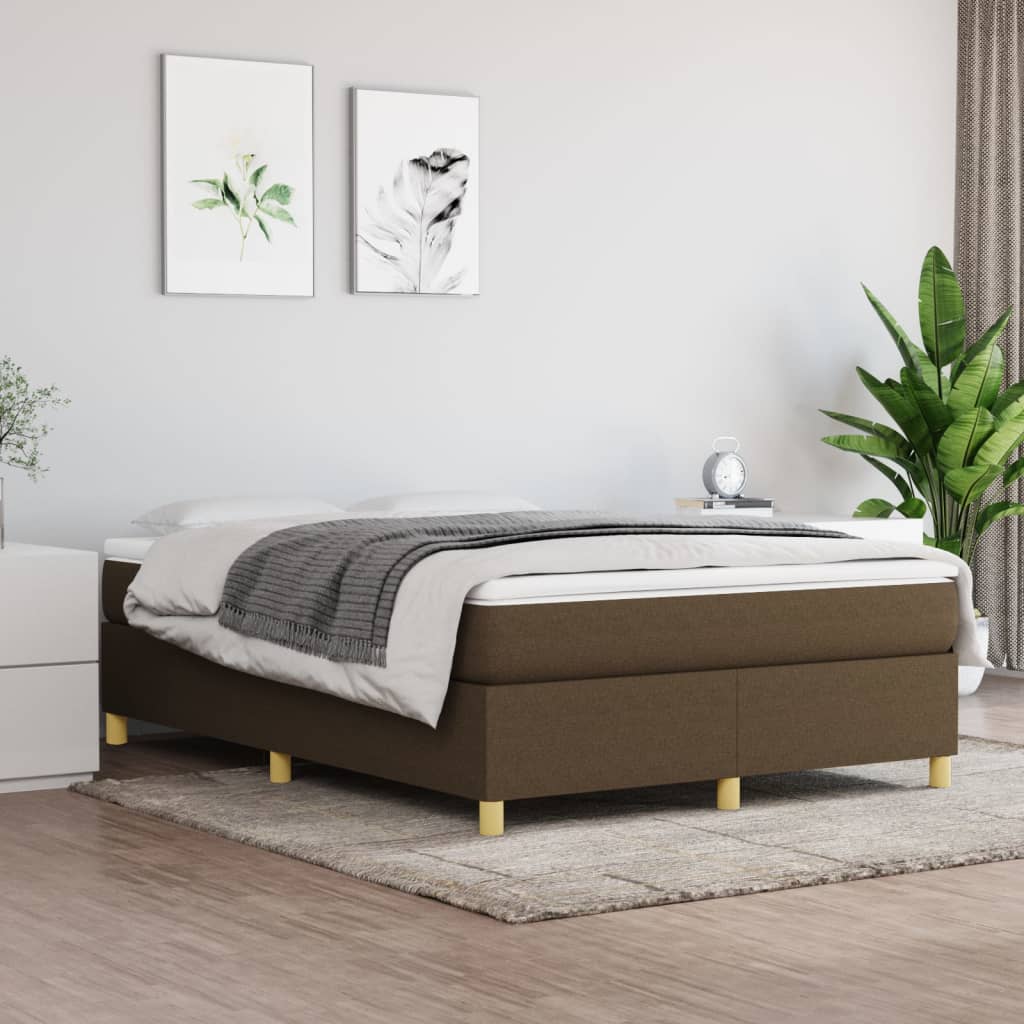 Boxspring sengeramme 140x190 cm stof mørkebrun billede