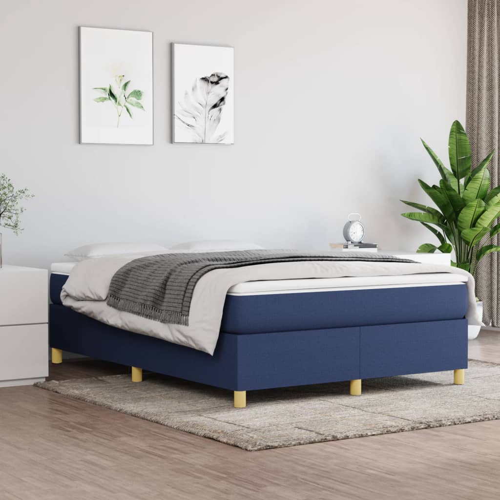 Boxspring sengeramme 140x190 cm stof blå billede