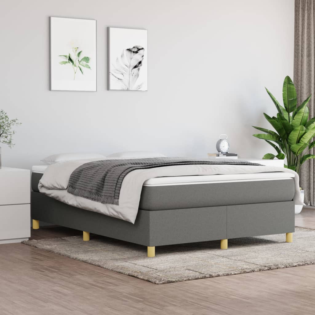 Boxspring sengeramme 140x200 cm stof mørkegrå billede