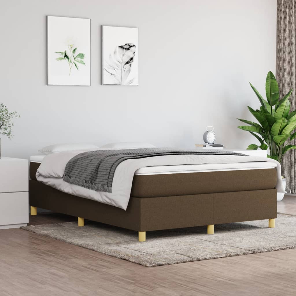 Boxspring sengeramme 140x200 cm stof mørkebrun billede