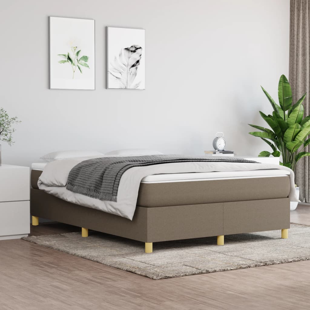 Boxspring sengeramme 140x200 cm stof gråbrun billede