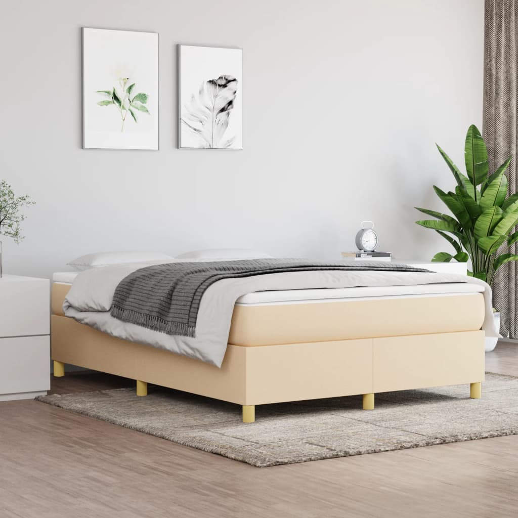 Boxspring sengeramme 140x200 cm stof cremefarvet billede