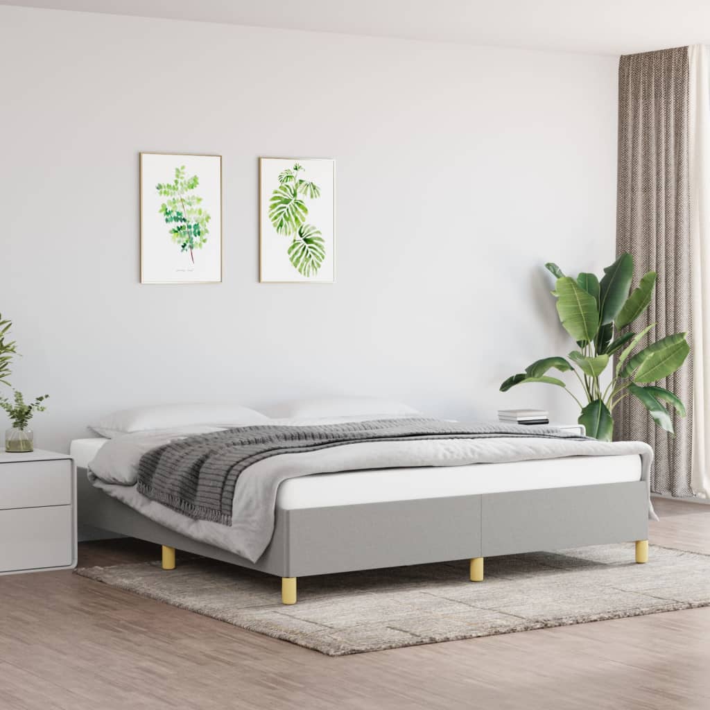 Boxspring sengeramme 160x200 cm stof lysegrå billede