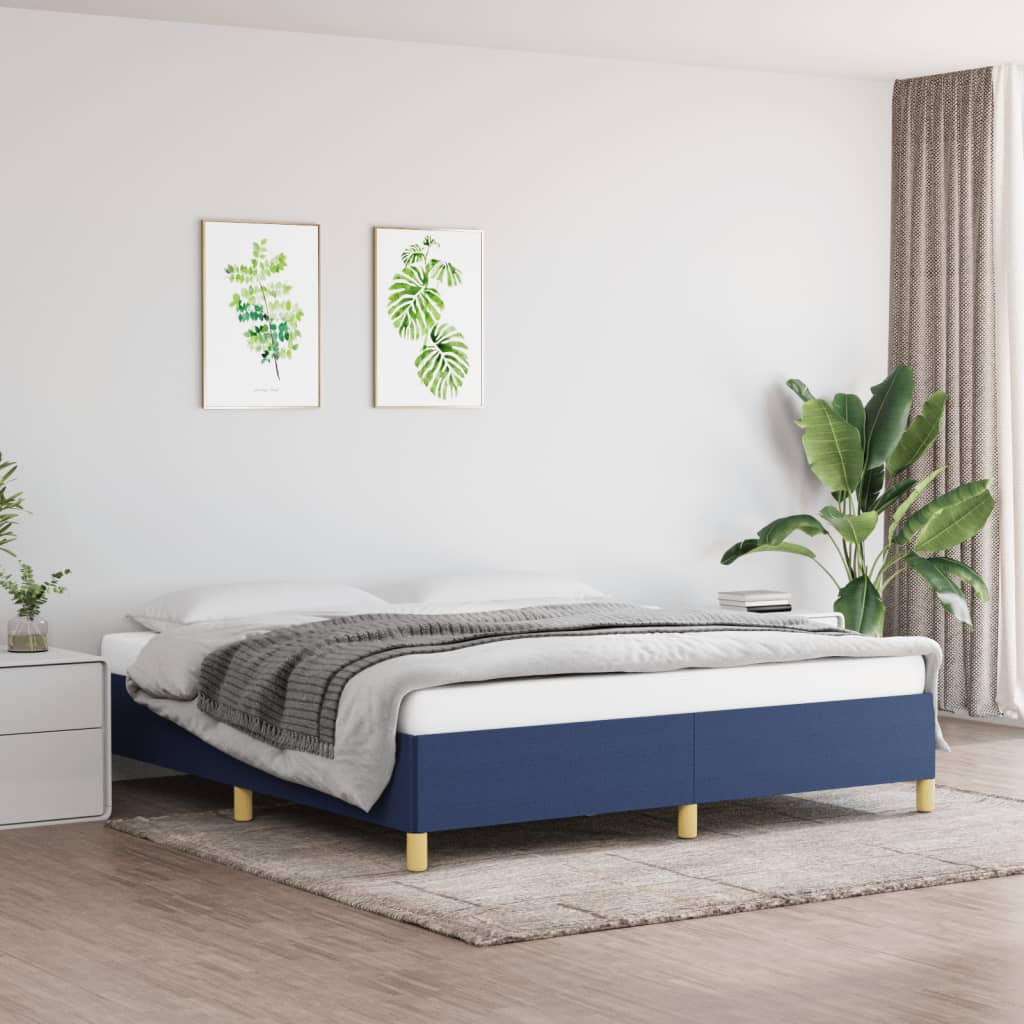 Boxspring sengeramme 160x200 cm stof blå billede