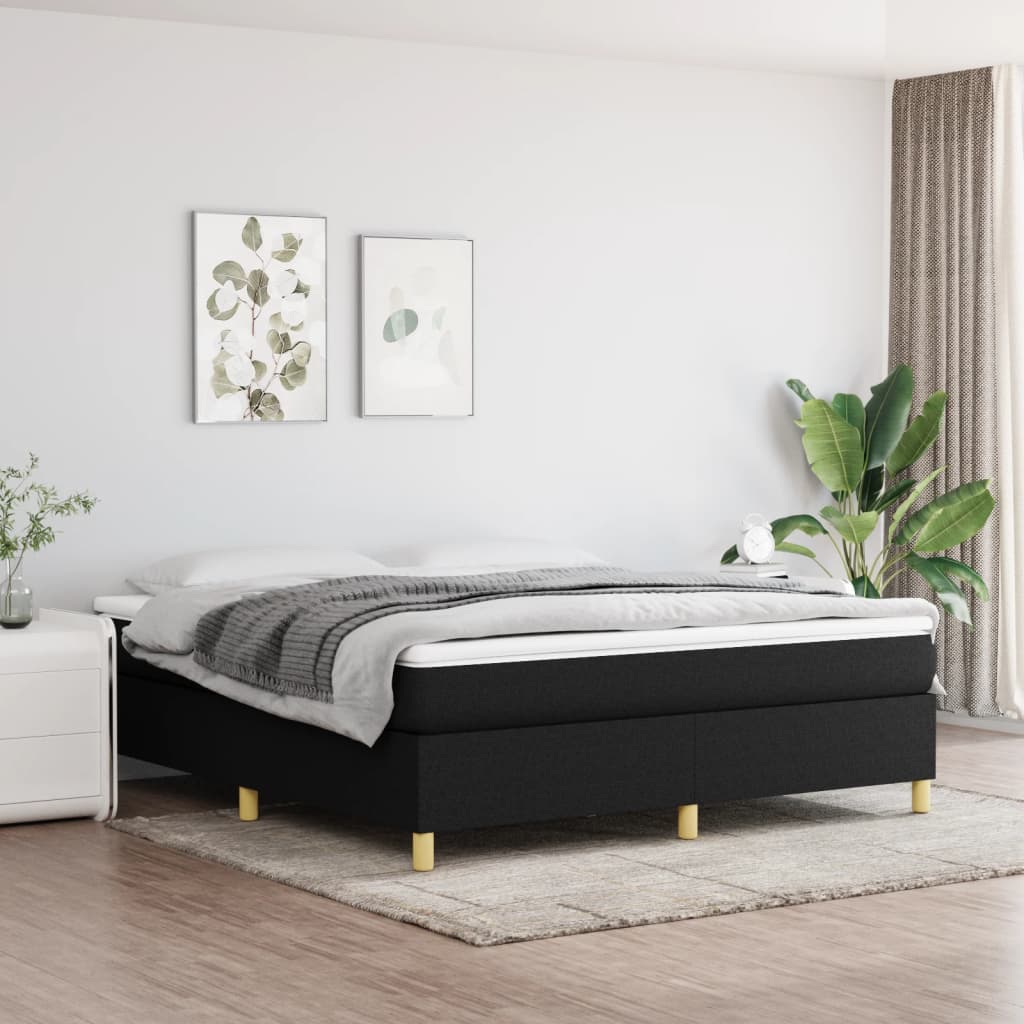 Boxspring sengeramme 180x200 cm stof sort billede