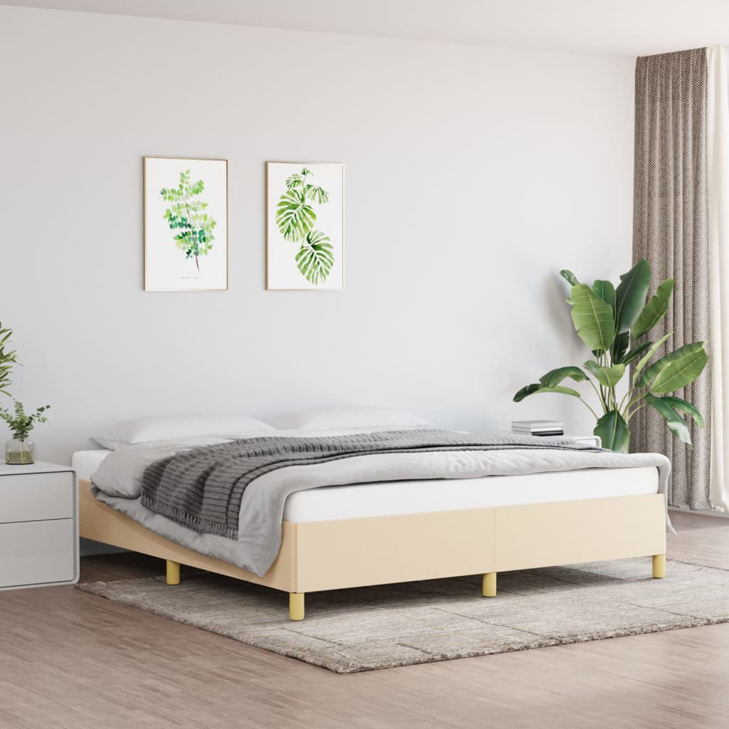 Boxspring sengeramme 180x200 cm stof cremefarvet