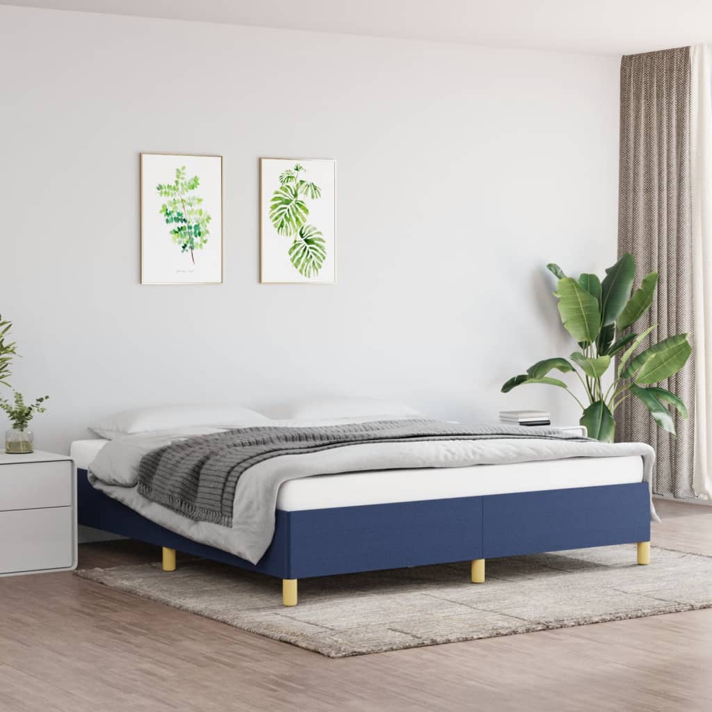 Boxspring sengeramme 180x200 cm stof blå