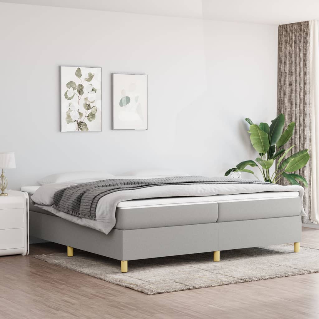 Boxspring sengeramme 200x200 cm stof lysegrå billede