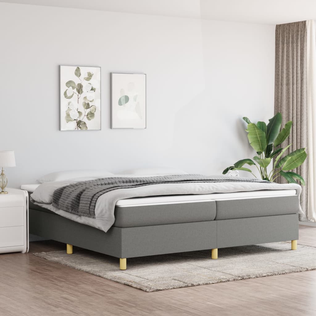 Boxspring sengeramme 200x200 cm stof mørkegrå billede