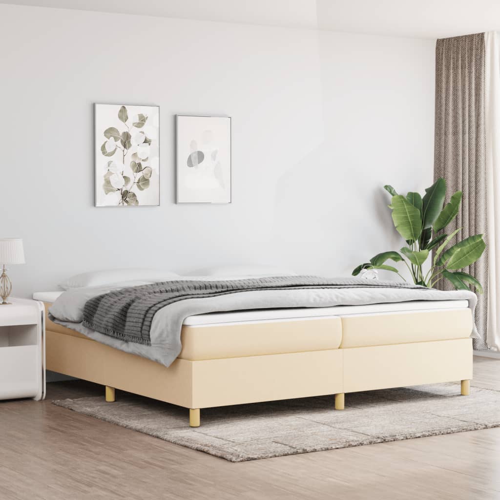 Boxspring sengeramme 200x200 cm stof cremefarvet billede