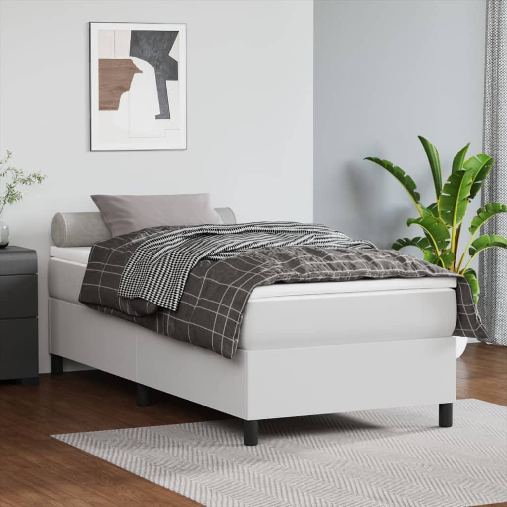 Boxspring sengeramme 80x200 cm kunstlæder hvid billede