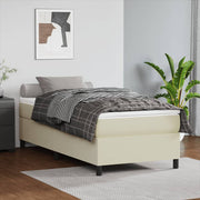 Boxspring sengeramme 80x200 cm kunstlæder cremefarvet