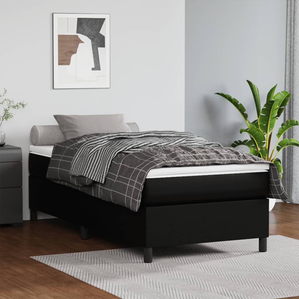 Boxspring sengeramme 90x190 cm kunstlæder sort billede