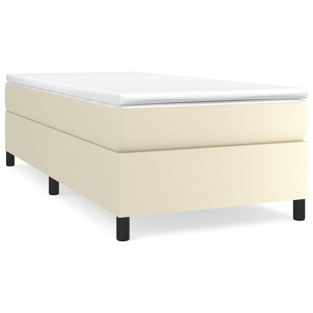 Boxspring sengeramme 90x200 cm kunstlæder cremefarvet