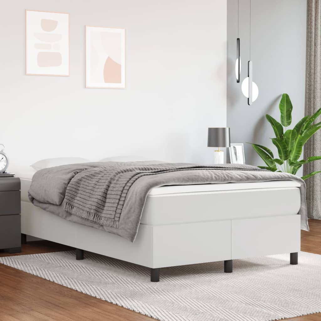Boxspring sengeramme 120x200 cm kunstlæder hvid billede