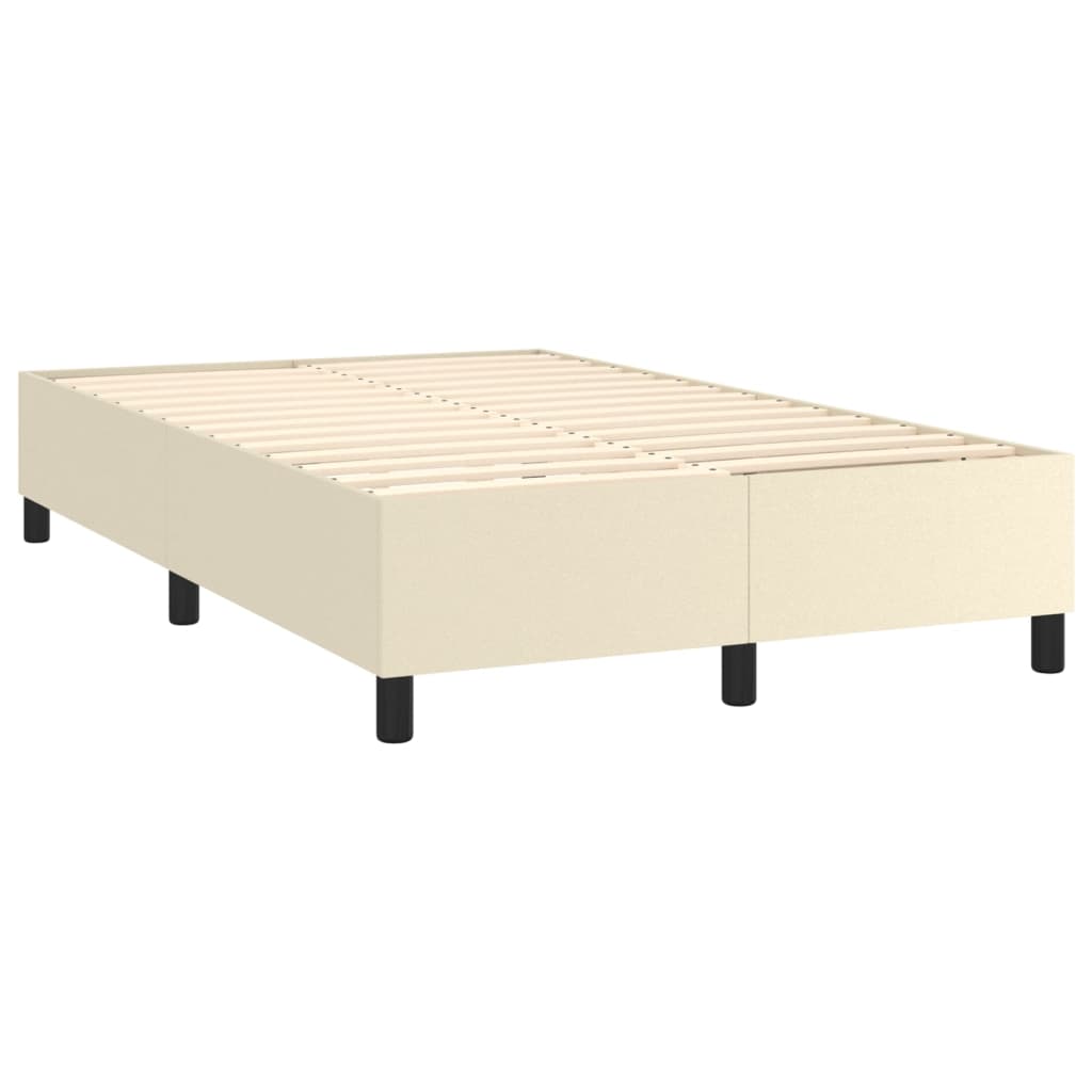 Boxspring sengeramme 120x200 cm kunstlæder cremefarvet