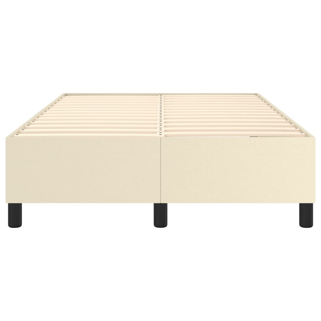 Boxspring sengeramme 120x200 cm kunstlæder cremefarvet
