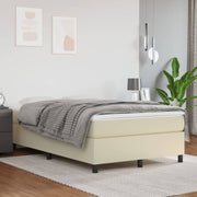 Boxspring sengeramme 120x200 cm kunstlæder cremefarvet