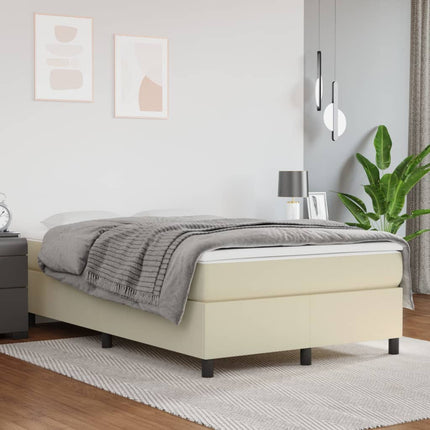 Boxspring sengeramme 120x200 cm kunstlæder cremefarvet